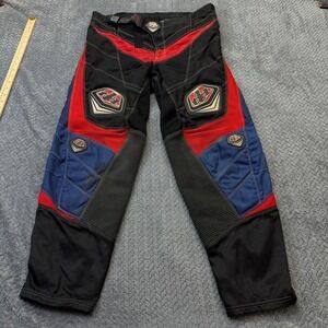 Troy Lee Designs Race Pants Mens 34 Black Red Blue Motocross Dirt Bike Adj Waist